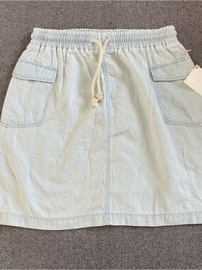 Splendid Pale Blue Elastic Waist Utility Mini Skirt
